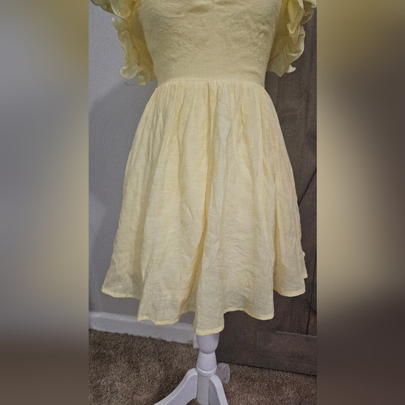 ANGEL BIBA Sunday Dreams Ruffle Strap Mini Dress Butter Yellow. Size XS NWT - Picture 12 of 16